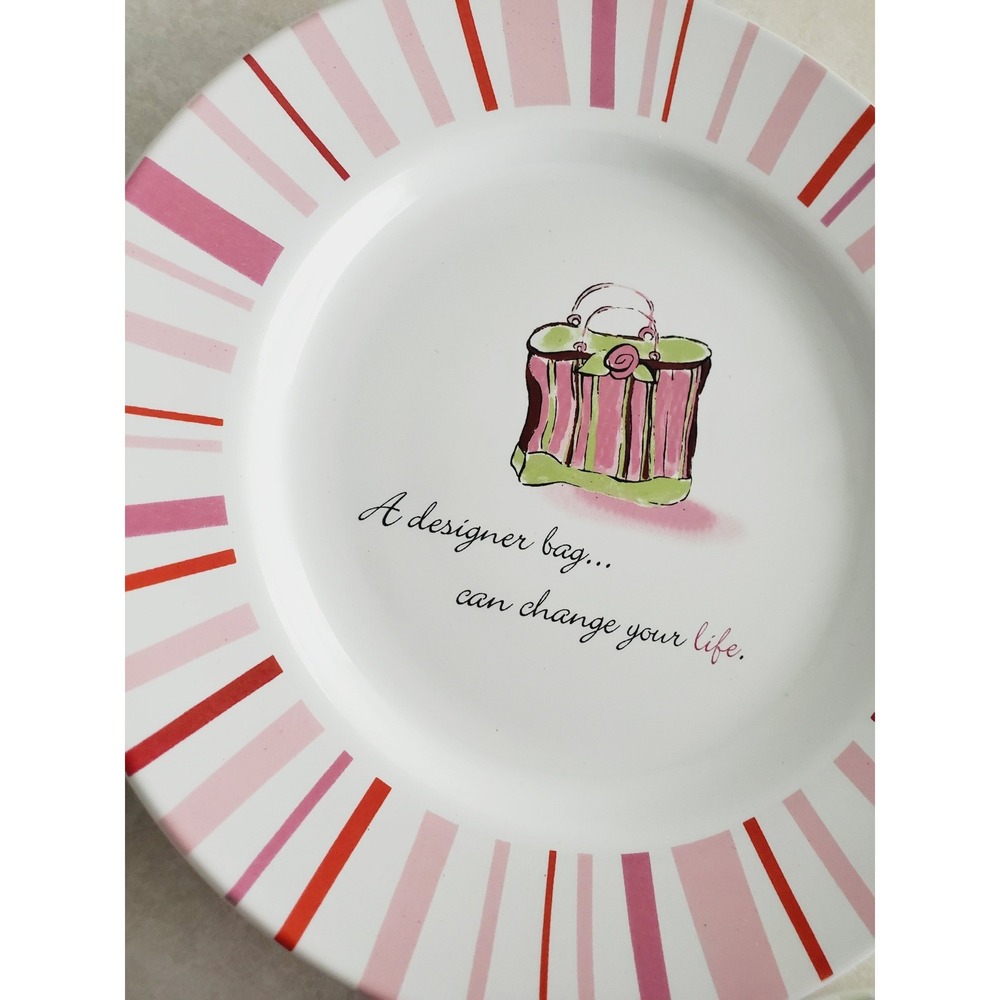 Rosanna 8.25" Replacement Plate White Pink Purse Fashion Tea Party Luncheon